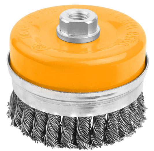 INDUSTRIAL CUP TWIST WIRE BRUSH WITH NUT 7mm/100mm