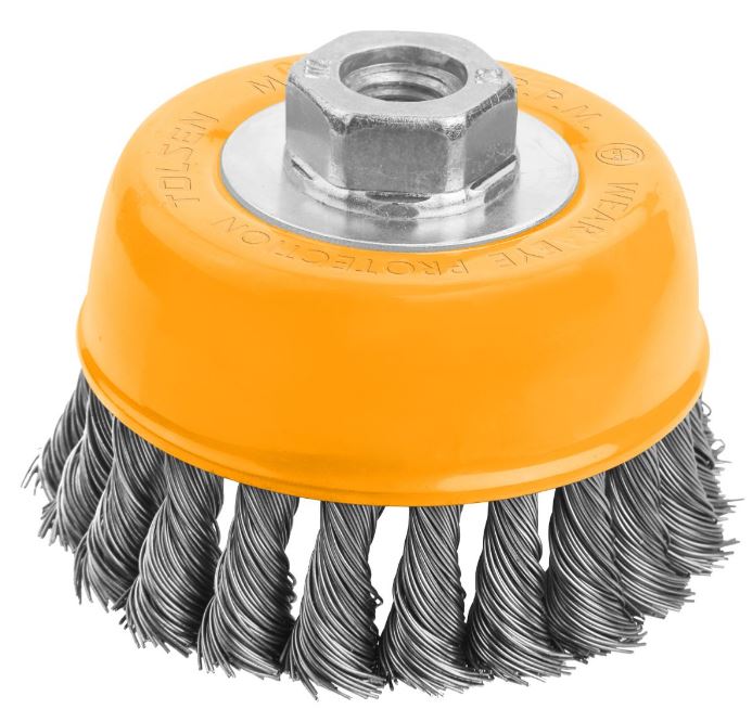 INDUSTRIAL CUP TWIST WIRE BRUSH WITH NUT INCH 3"/4"/5"