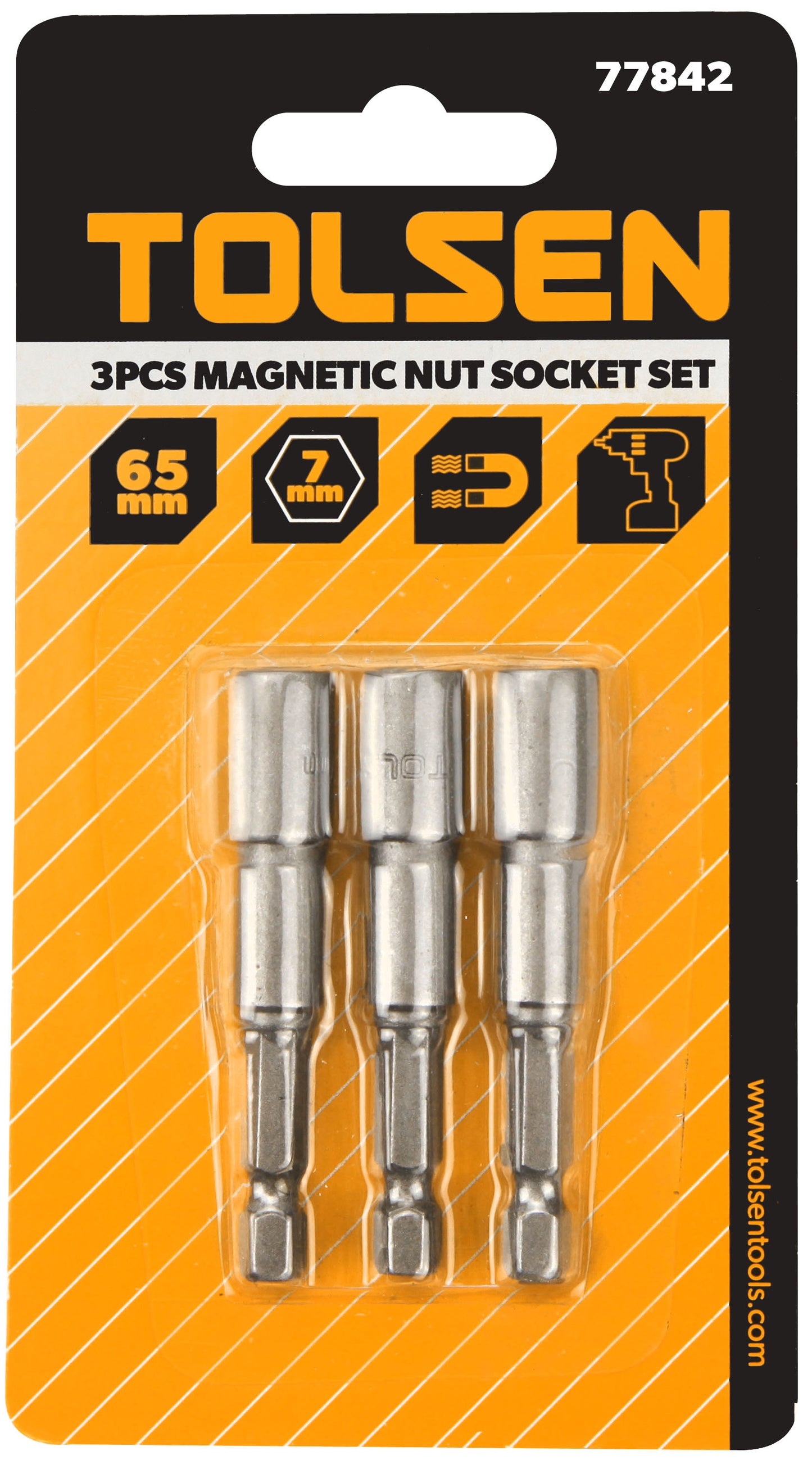 3PCS MAGNETIC NUT SOCKET SET (8mm)