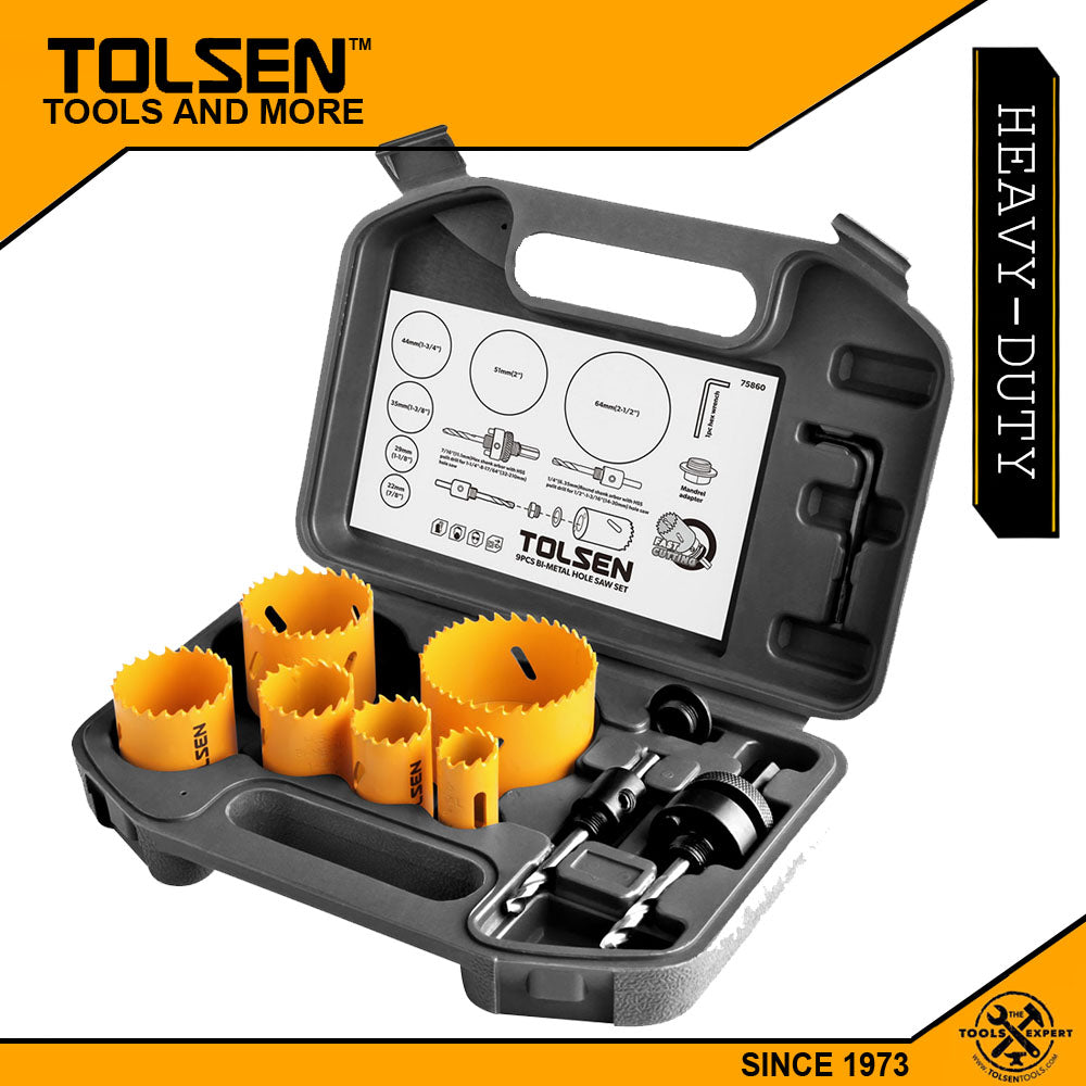Tolsen 9pcs Bi-Metal Hole Saw Set with Mould Case 75860
