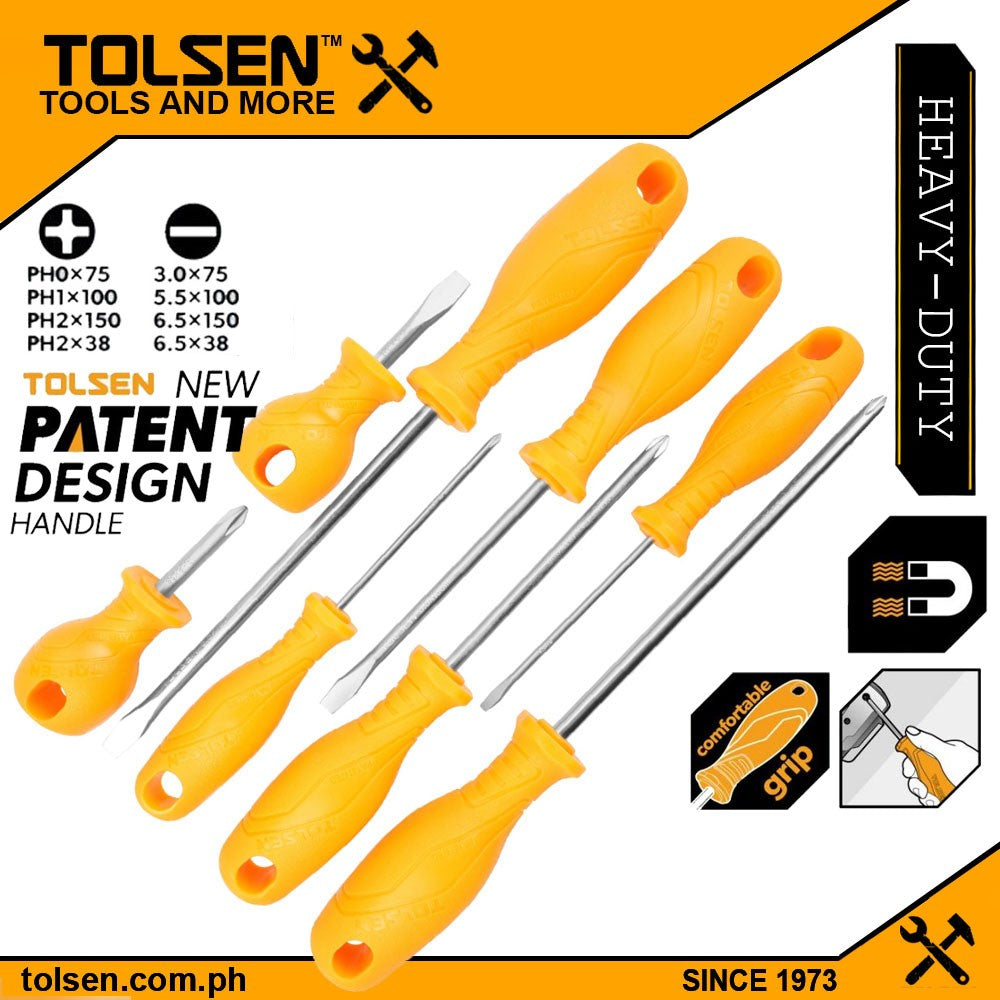 8pcs Screwdriver Set (SL3 , PH0 x 75mm | SL5.5 , PH1 x 100mm | SL6.5 , PH2 x 150mm | SL6.5 , PH2 x 38mm) Anti Slip Function