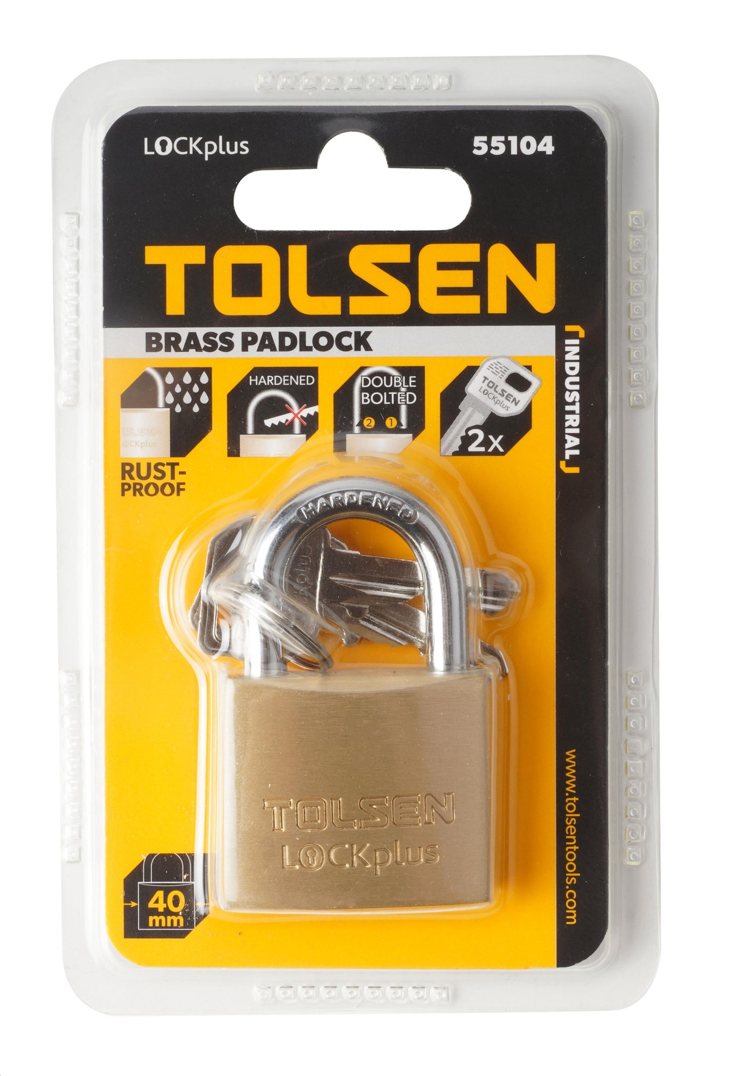 Tolsen Industrial Brass Padlock Rustproof Interior (30 | 40 | 50 | 60mm) w/ 2 Keys