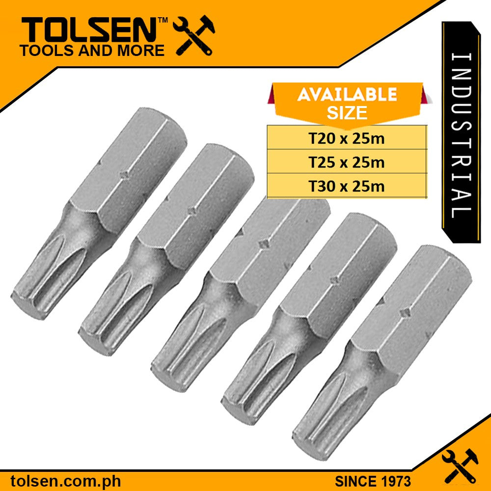 Industrial 5pcs Torx Screwdriver Bits Set (T20 | T25 | T30) S2 Industrial Steel