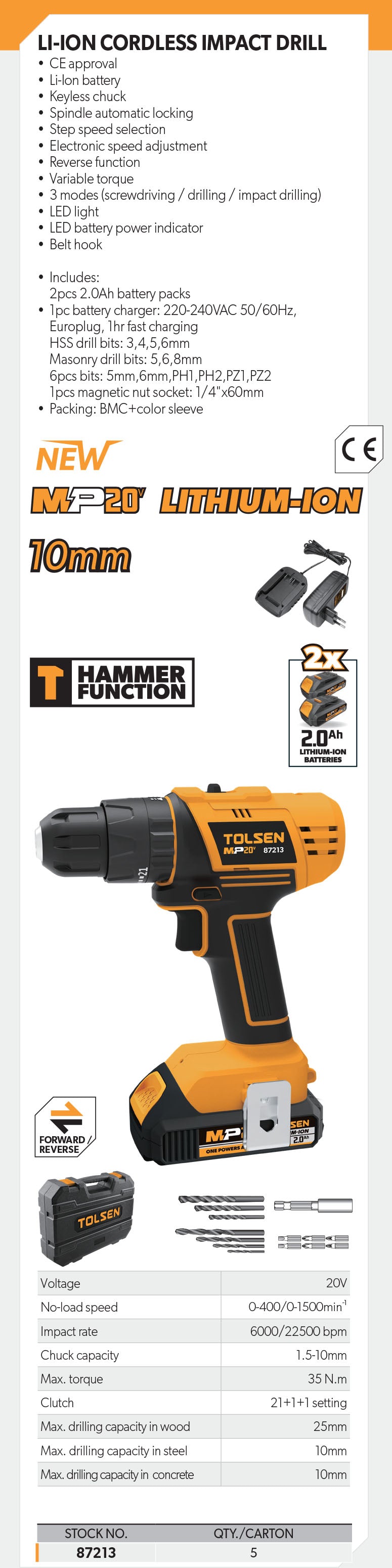 Drill with 2 online batteries