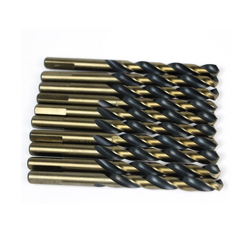 10pcs Black & Gold HSS Drill Bits (3.2 | 4 | 4.8 | 6 | 9.5 | 12.5mm) For Metal and Stainless Industrial Grade