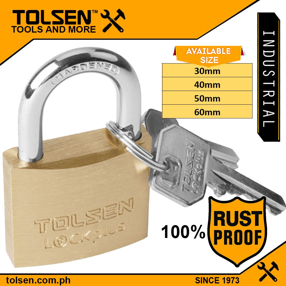 Tolsen Industrial Brass Padlock Rustproof Interior (30 | 40 | 50 | 60mm) w/ 2 Keys