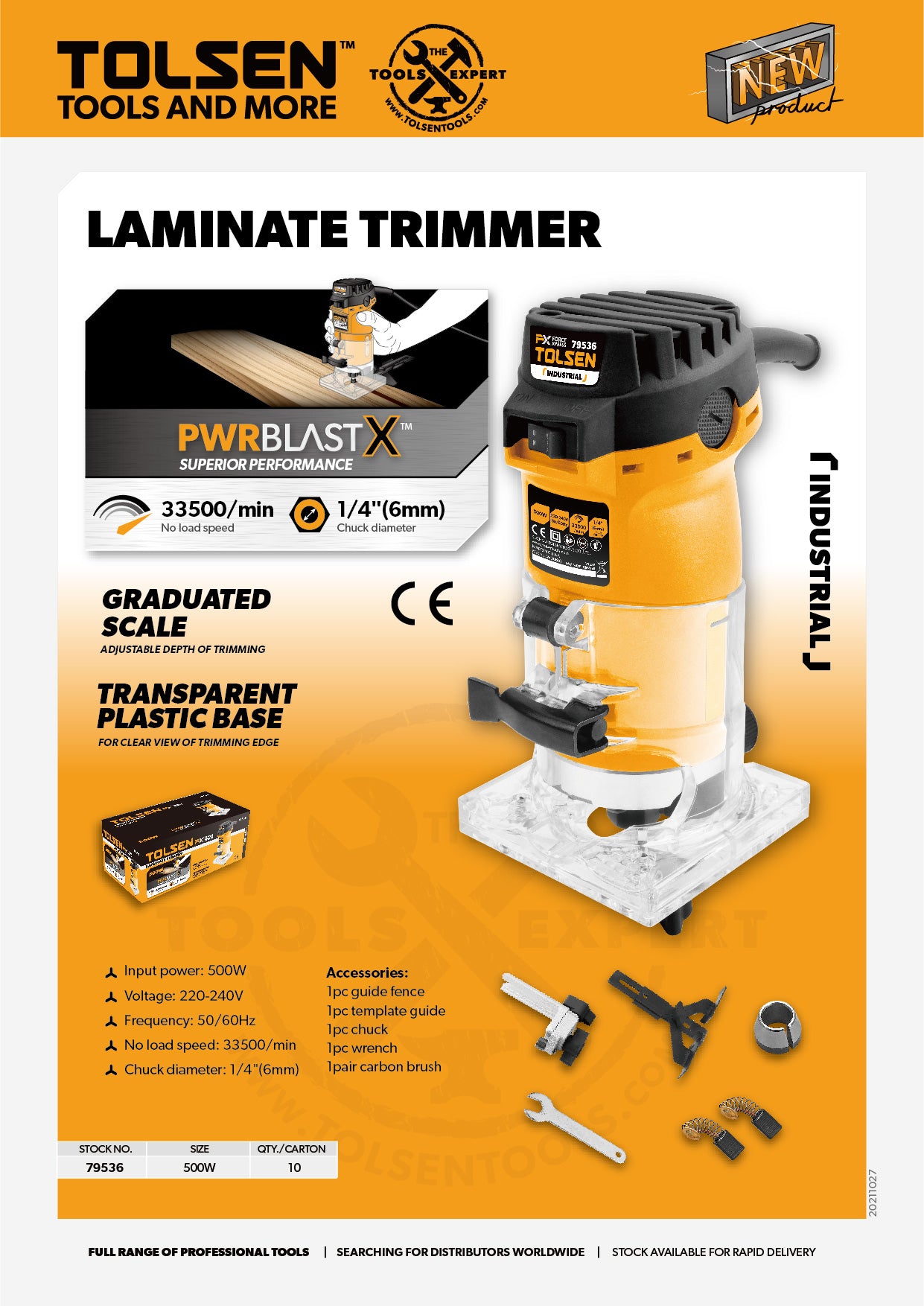 Industrial Electric Laminate Trimmer / Router (500 Wattts) PWRBLAST X