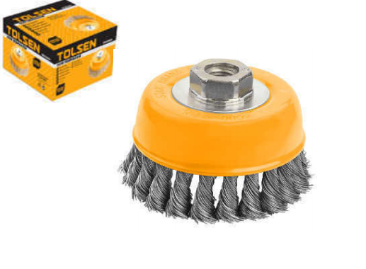 Tolsen Industrial Cup Twist Wire Brush with Nut (75mm | 100mm | 125mm - M10 | M14)