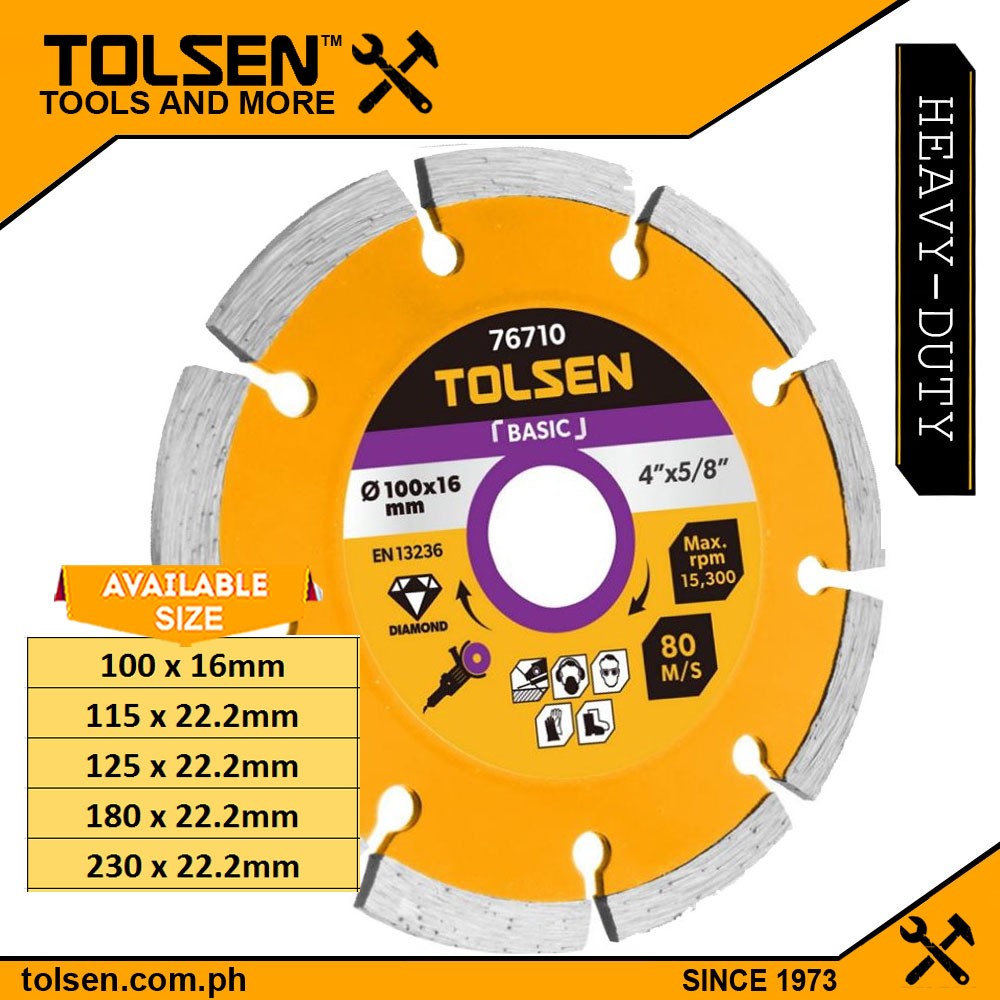 Tolsen Segmented Dry Diamond Cutting Disc (4" | 4.5" | 5" | 7" | 9") Tile Cutting