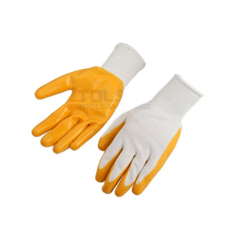 12PAIRS YELLOW NITRILE WORKING GLOVES (10-XL)